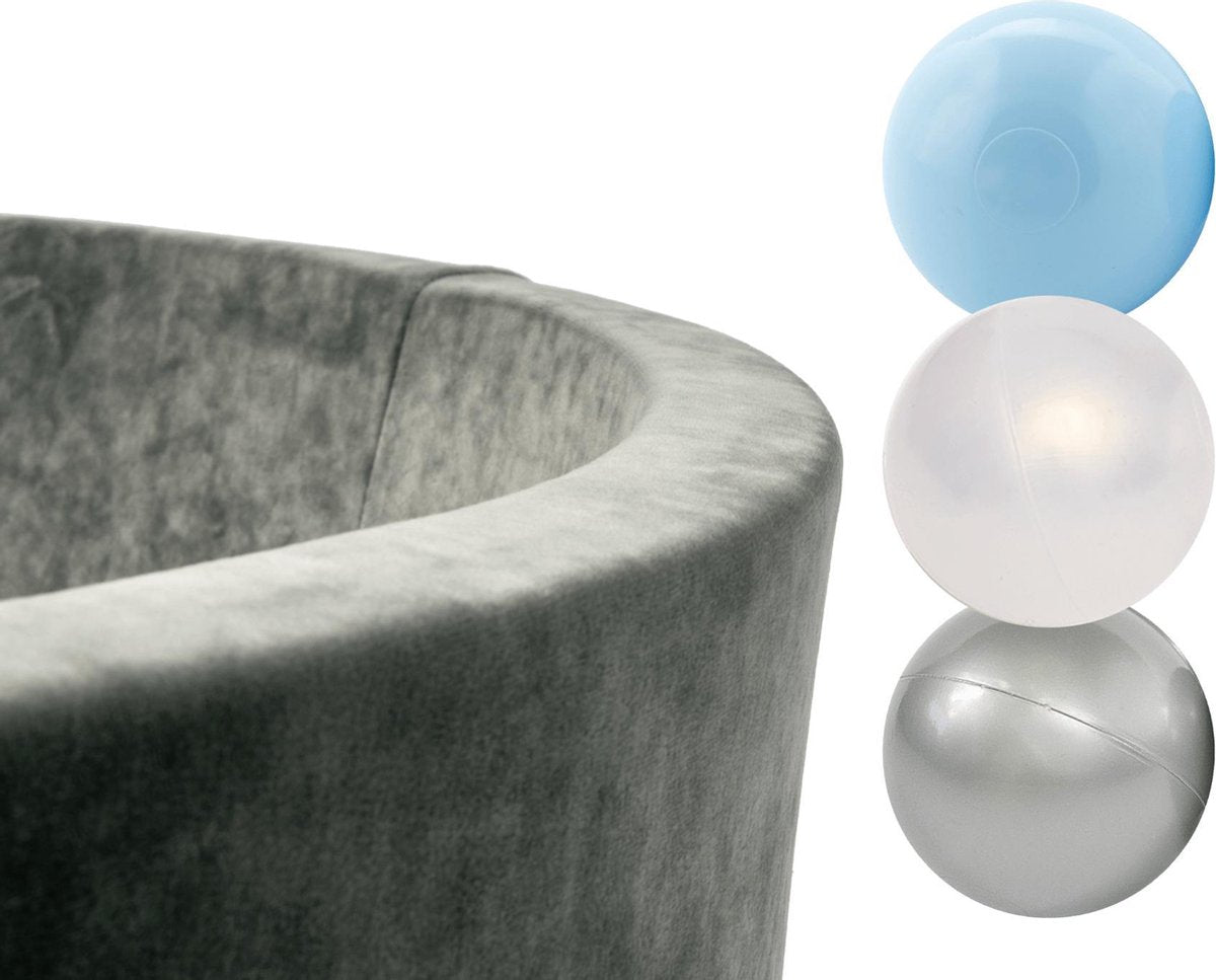 Ballenbak Velvet set met 150 ballen - Grijs