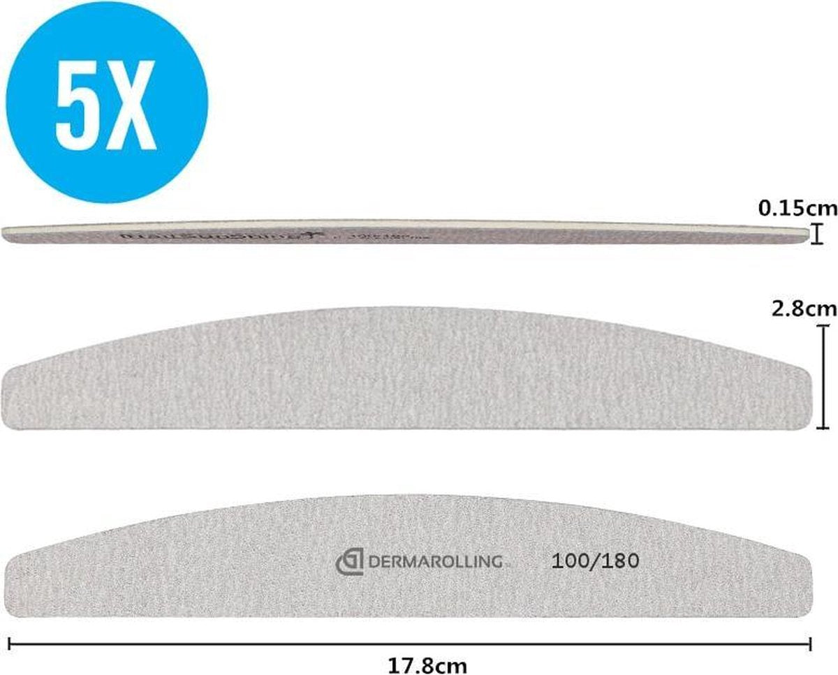 Dermarolling Professionele Nagelvijl Halve Maan Grit 100/180 - Set Van 5 Stuks