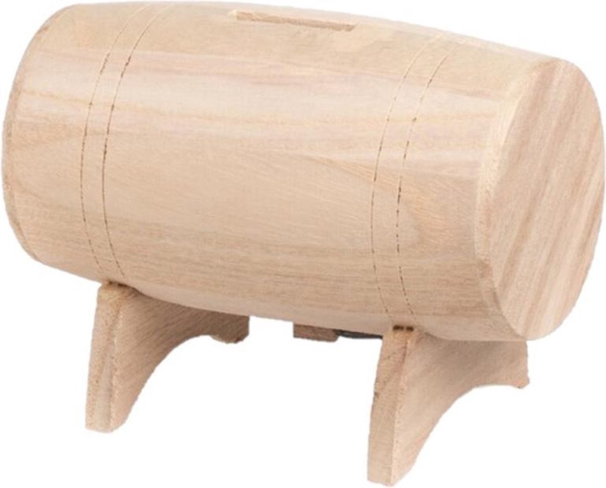 Spaarpot houten biervat/wijnvat 13 x 9 cm - Spaarpotten houten tonnen/vaten