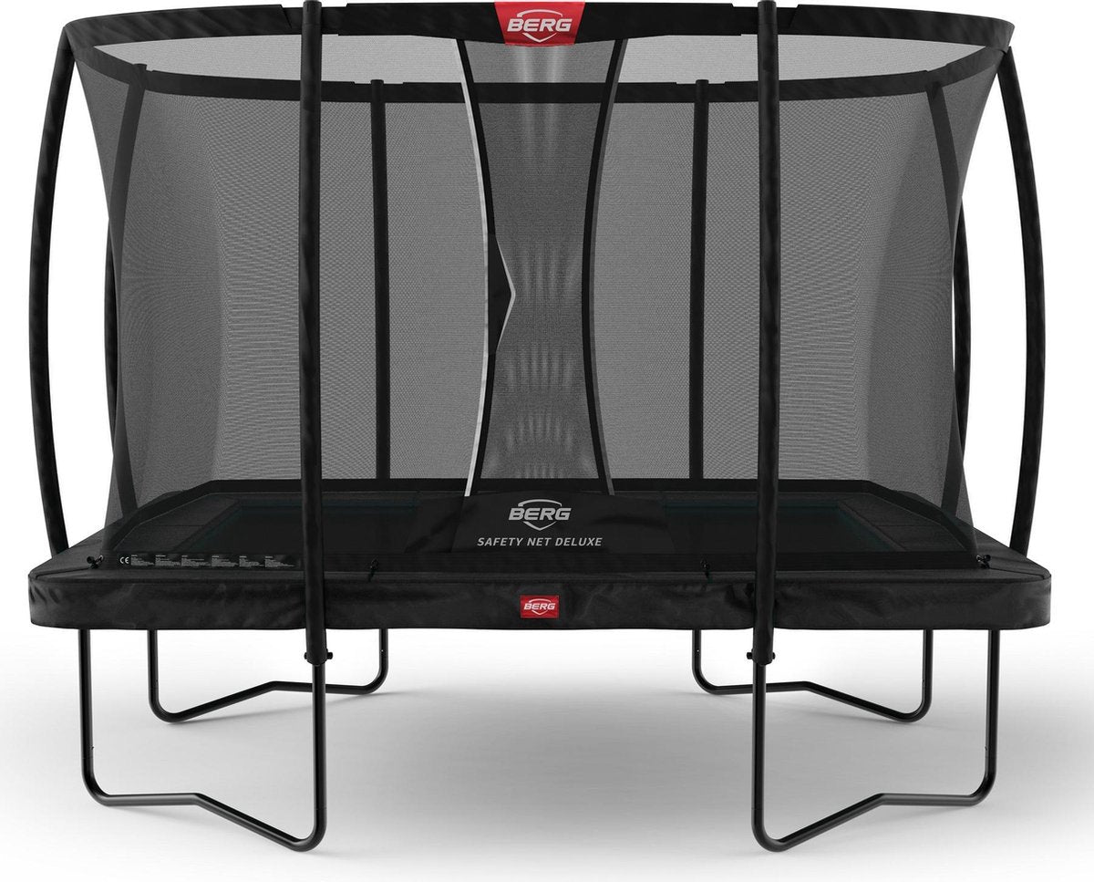 BERG Trampoline Ultim Champion Regular 330 x 220 cm rechthoekig met Safetynet DeLuxe - zwart - met Airflow - Twinspring - Black Limited Edition