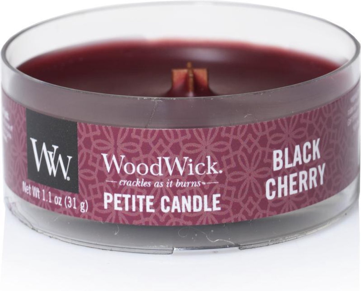 Woodwick - Black Cherry Petite Candle - Scented Travel Candle