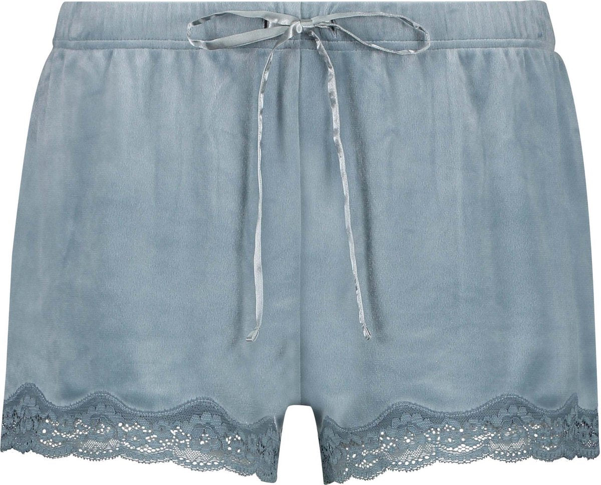 Hunkemöller Dames Shorts Velours Lace - maat XL
