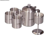 Java percolatorset met 4 dubbelwandige rvs mokken
