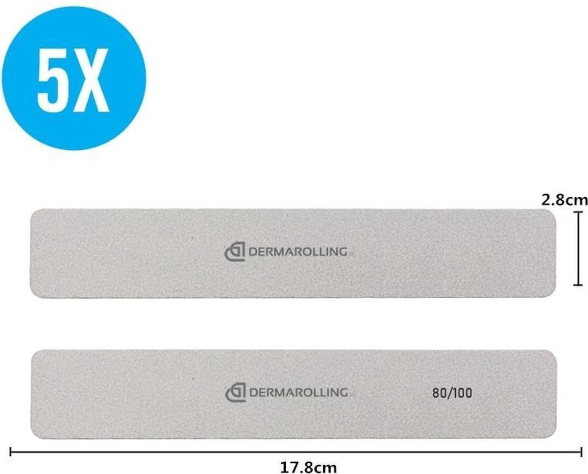 Dermarolling Professionele Nagelvijl Wide Grit 80/100 – Set Van 5 Stuks