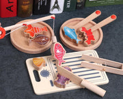 2-in-1 Luxe Snijset Houten Speelgoed met mesje en snijplank - Magnetisch Snijgroente - Speelgoedeten en -drinken & Vissen Houten Magnetisch Visspel - Fishing Game - Fijn Motorisch Vaardigheidsspeelgoed - Speelgoedkeukenaccessoireset
