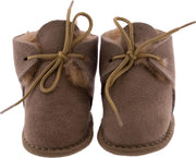 Babyslofjes schapenwol en Eco-leer Puk- maat 21 - Kraamcadeau - Babyschoenen leer en wol - Newborn sloffen -Sheepy.cc