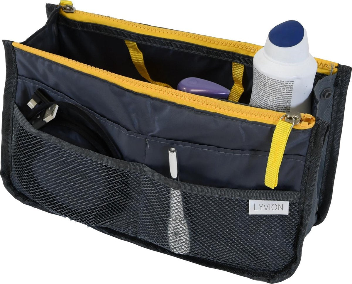 Bag in Bag Tas Organizer 11 vakken en ritssluiting - Grijs