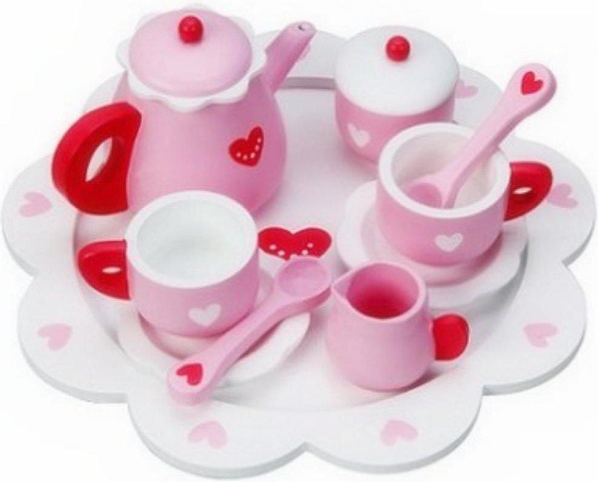 Kinderservies Hout met hartjes