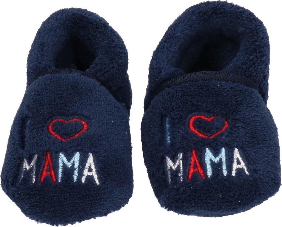 Blauwe jongens/meisjes babyslofjes I love mama - kraamcadeau / geboorte 20-21