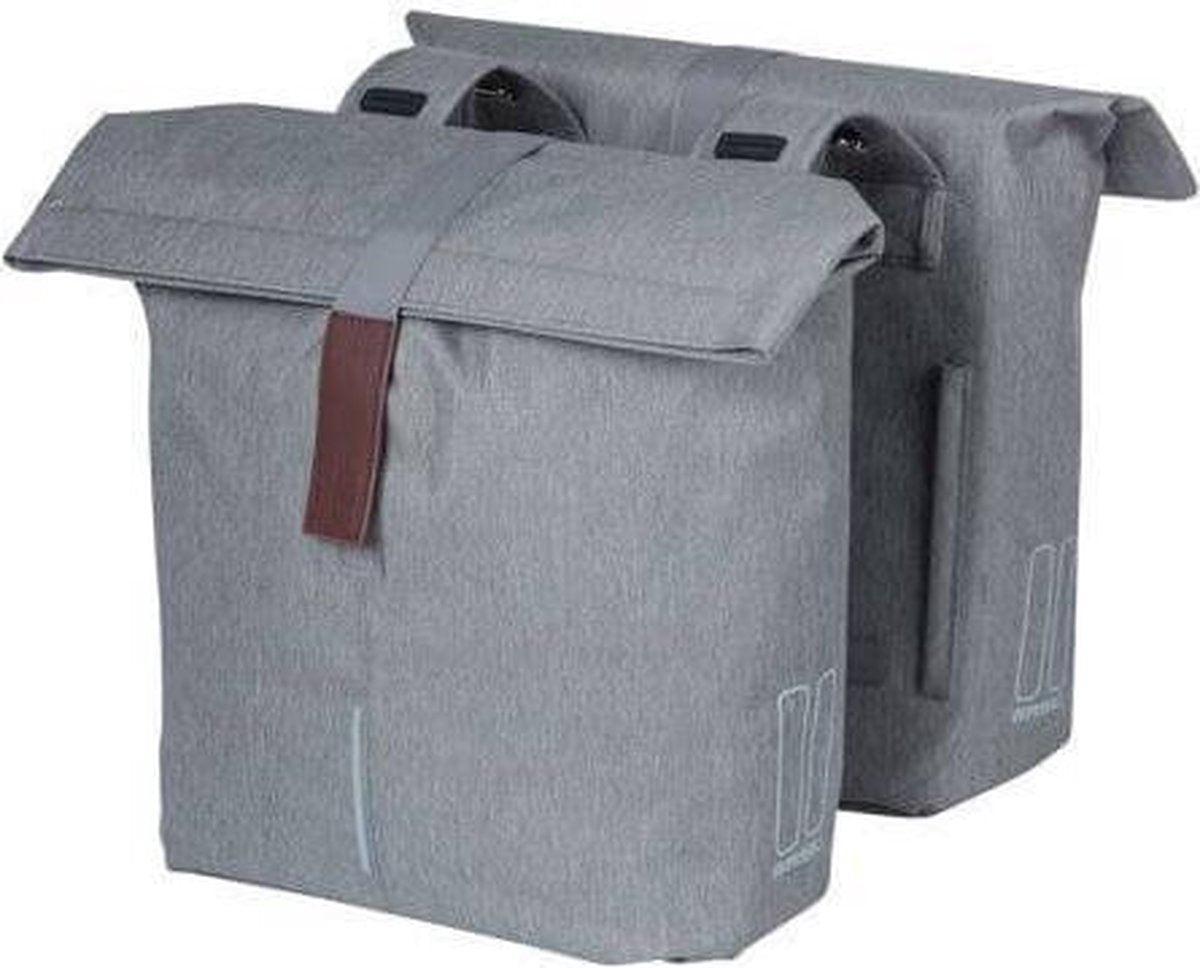 Dubbele fietstas Basil City 28 tot 32 liter 30 x 18 x 49 cm - grey melee
