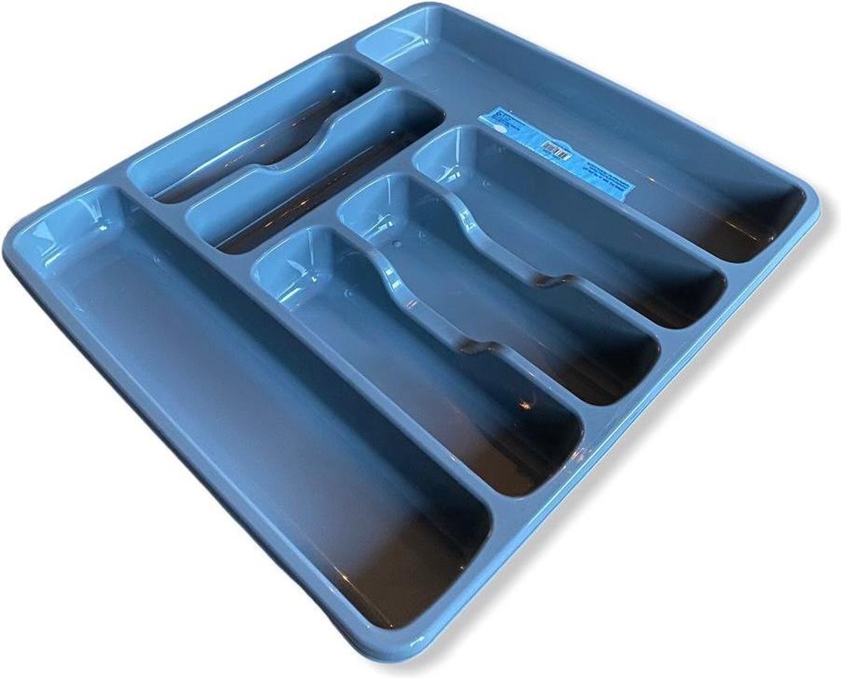 Bestekbak grijs + Gratis Schuurspons | 43  cm breed en 39 diep | 7 Vaks | Lade organizer | Besteklade | Bestekbakken kunststof |