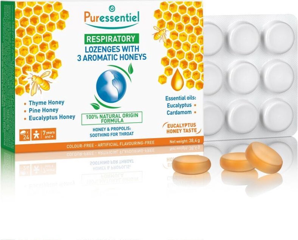Puressentiel Ademhaling 3 smaken Honing 24 pastilles