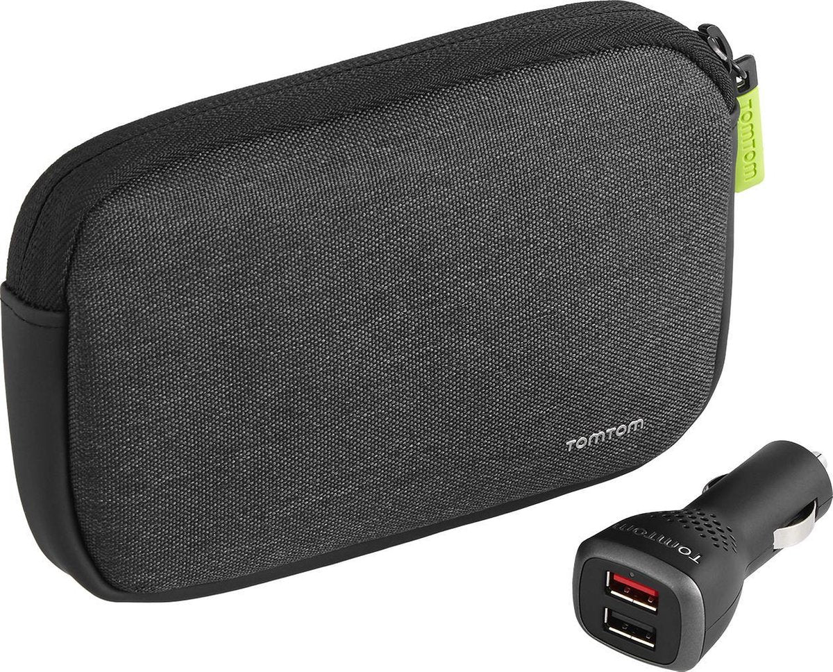 Tom Tom premium pack with Universeel case (4.3"/5") and High Speed dual charger