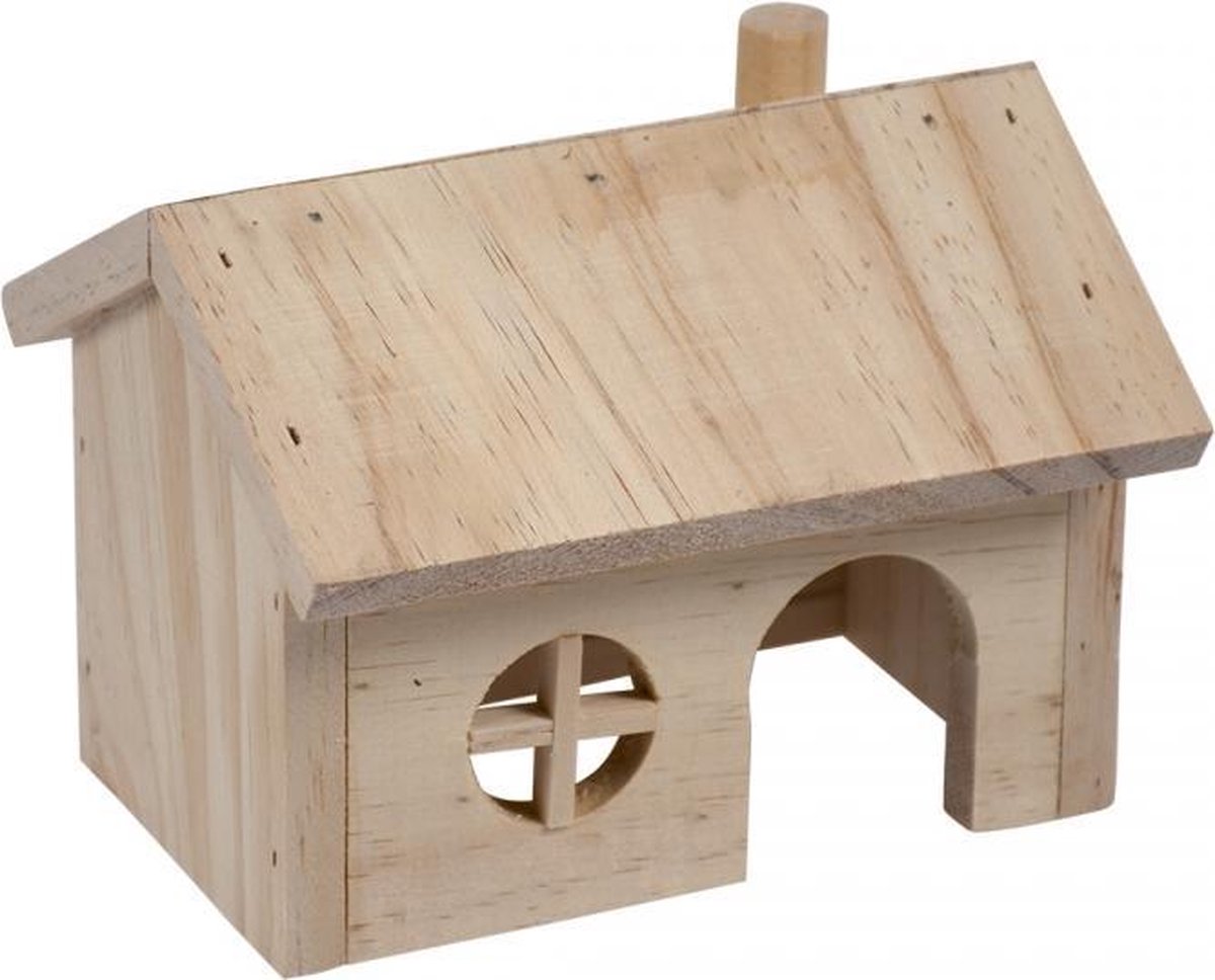 Duvo+ Knaagdieren houten lodge puntdak 15x11x12cm