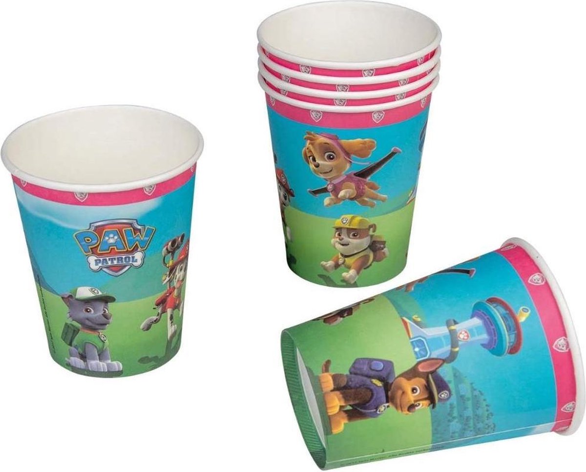 Tib Feestbekers Paw Patrol 260 Ml Karton Roze 6 Stuks