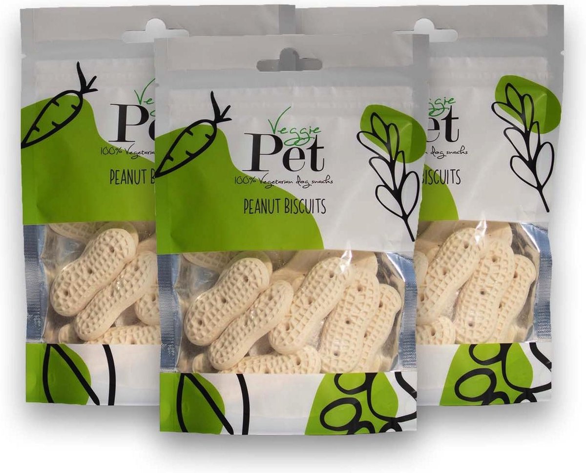 VeggiePet - Peanut Biscuits - Voordeelbundel van 3 zakjes - Hondensnack
