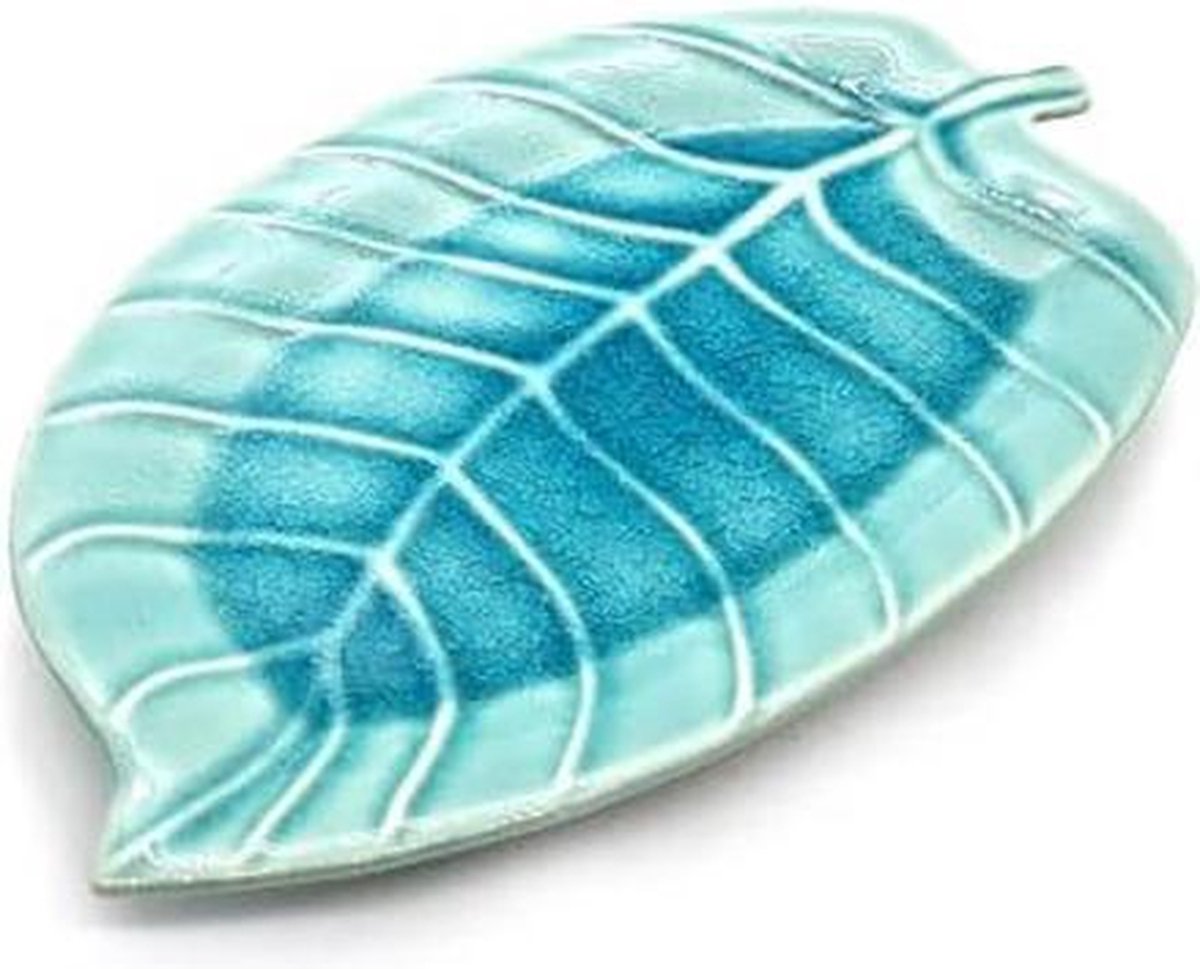 Presenteerschaal - Bladvormige schaal Turquoise 21 cm  (4 stuks)