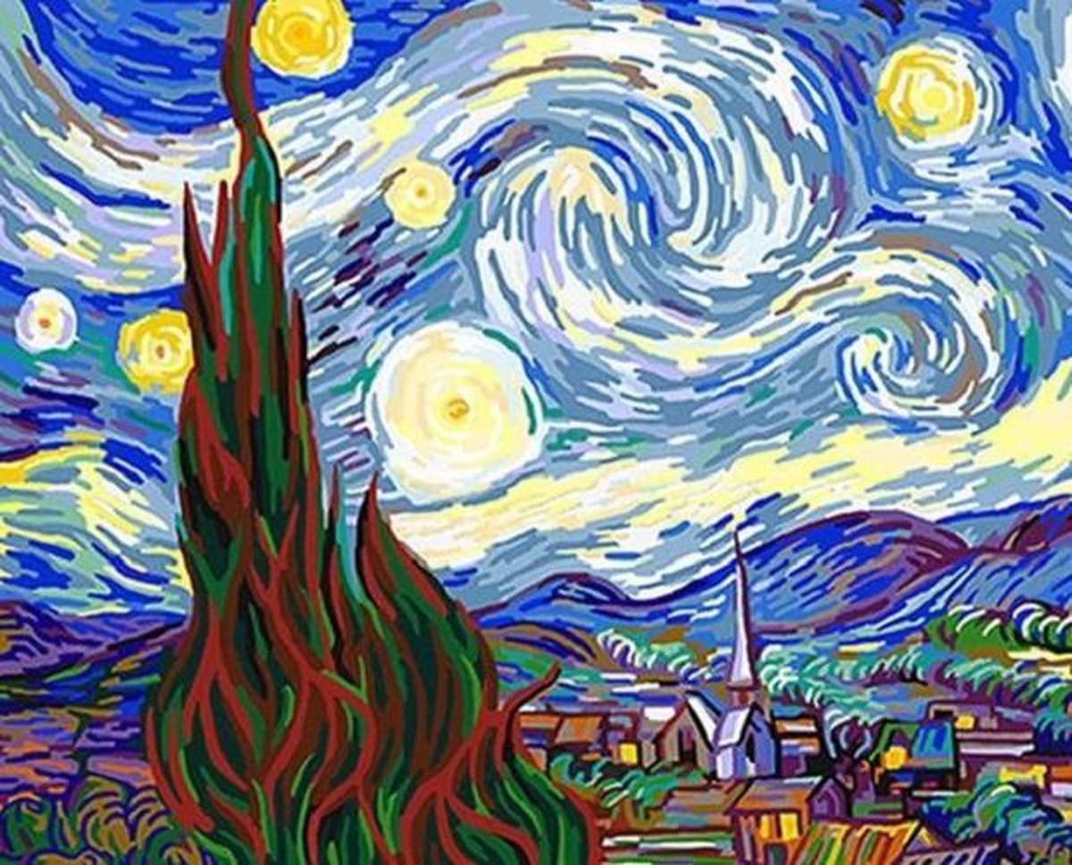 Sterrennacht Van Gogh - Diamond Painting - 15x20cm - Complete Set - Inclusief Tools - Stipco