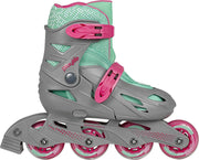 Playlife Riddler  Inlineskates - Maat 35-38 - Unisex - grijs/groen/roze verstelbaar