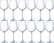 12x Wijnglazen transparant 310 ml  - Wijnglas witte wijn op voet 12 stuks
