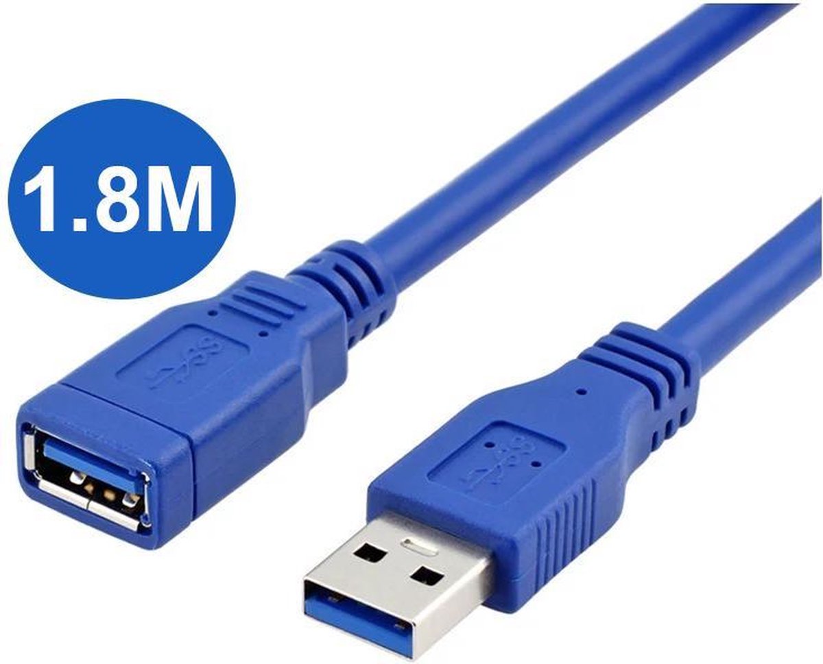 USB-A 3.0 Verlengkabel - Male naar Female - 1.8m Meter - Hoge Snelheid - USB naar USB
