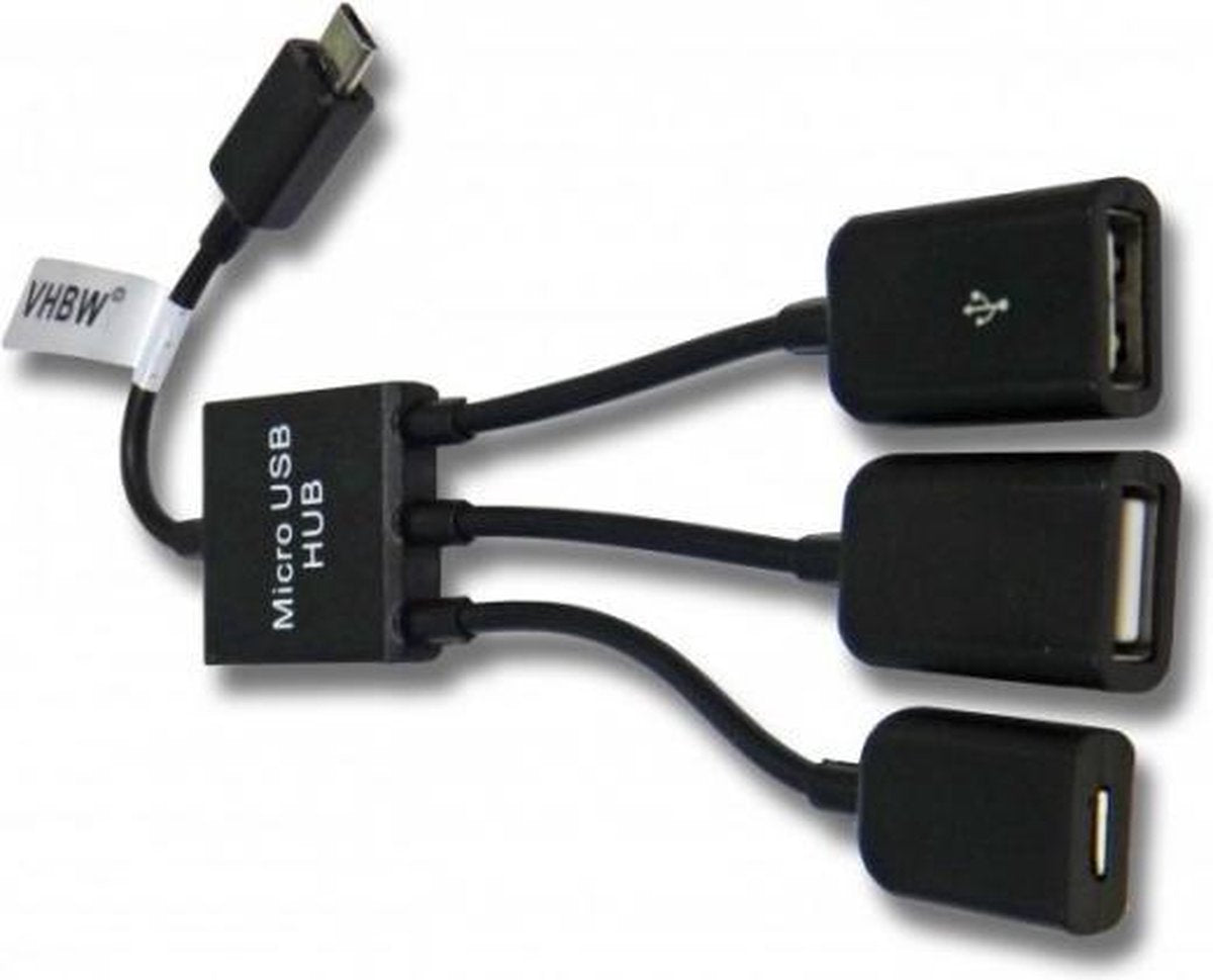 Coretek USB Micro B hub met 2 USB-A + 1 USB Micro B poorten - busgevoed - USB2.0 / zwart - 0