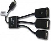 Coretek USB Micro B hub met 2 USB-A + 1 USB Micro B poorten - busgevoed - USB2.0 / zwart - 0