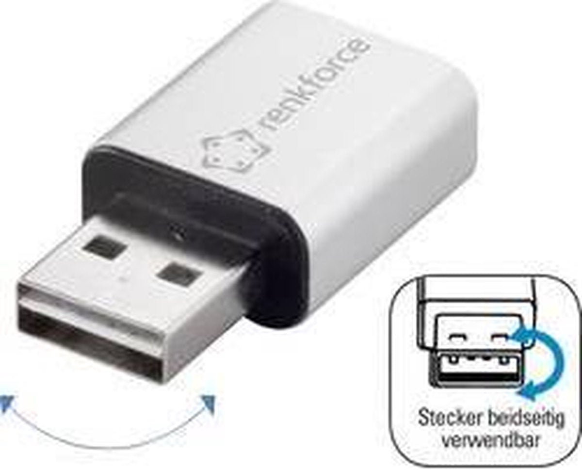 Renkforce USB 2.0 Adapter [1x USB-A 2.0 stekker - 1x USB 2.0 bus A] Stekker past op beide manieren
