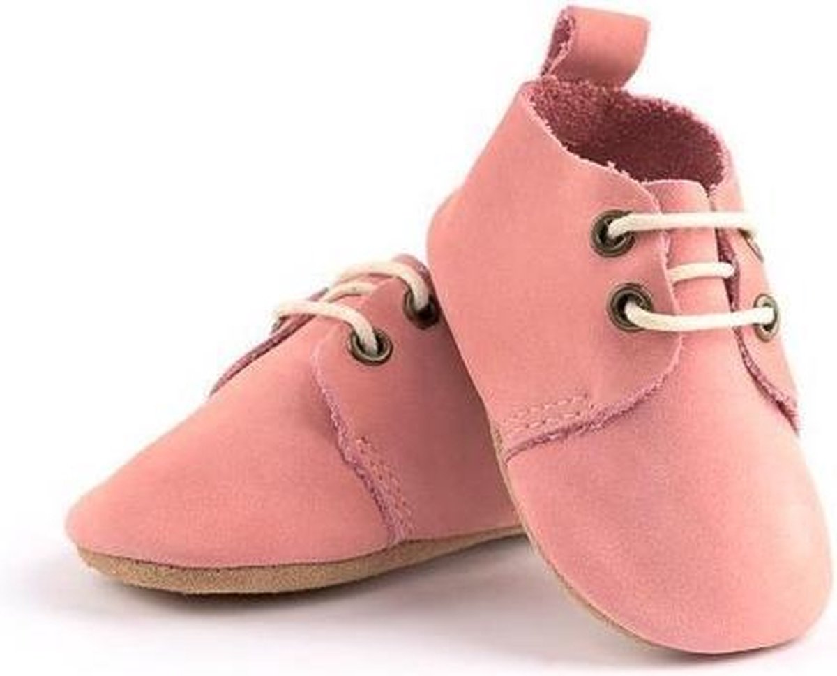 Leren Babyschoenen met Veters roze 12-18 mnd
