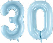 Folie ballon cijfer 30 jaar – 80 cm hoog – Blauw - met gratis rietje – Feestversiering – Verjaardag – Bruiloft