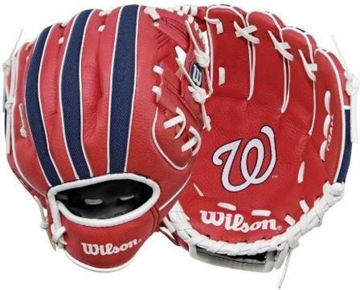 Wilson WTA02RB16 Jeugd Honkbalhanschoen 10 Inch MLB Team Nationals - Linkshandig vangen