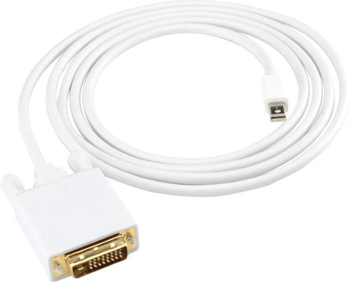 XIB Mini Displayport naar DVI Kabel / Mini Displayport naar DVI / Mini DP naar DVI / Mini Displayport kabel / DVI kabel - 180 cm - Wit