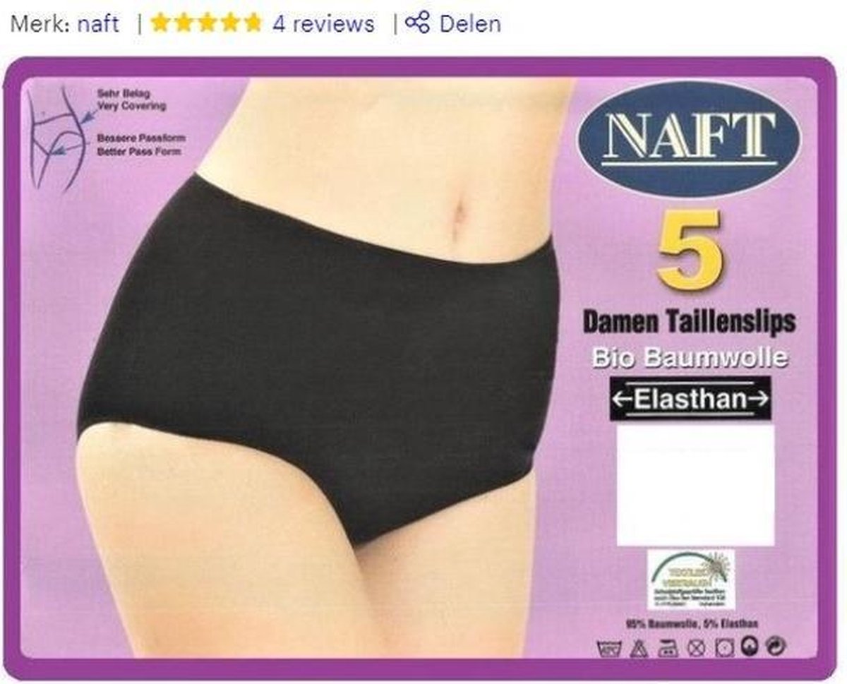 NAFT Dames Tailleslips Zwart Maat M