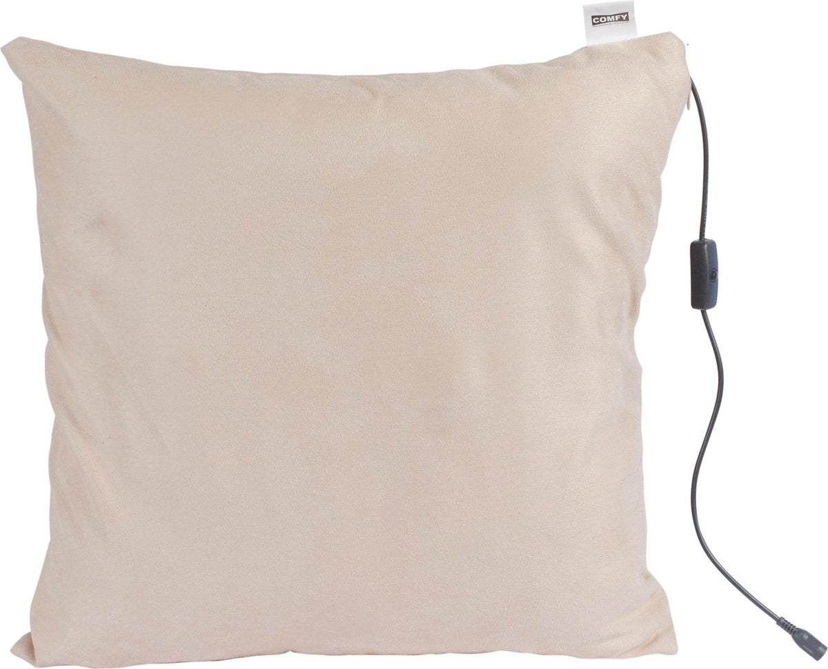 Comfy massagekussen - oplaadbaar - beige - massageapparaat met infrarood warmtefunctie - draadloos - gekleurde wasbare hoes