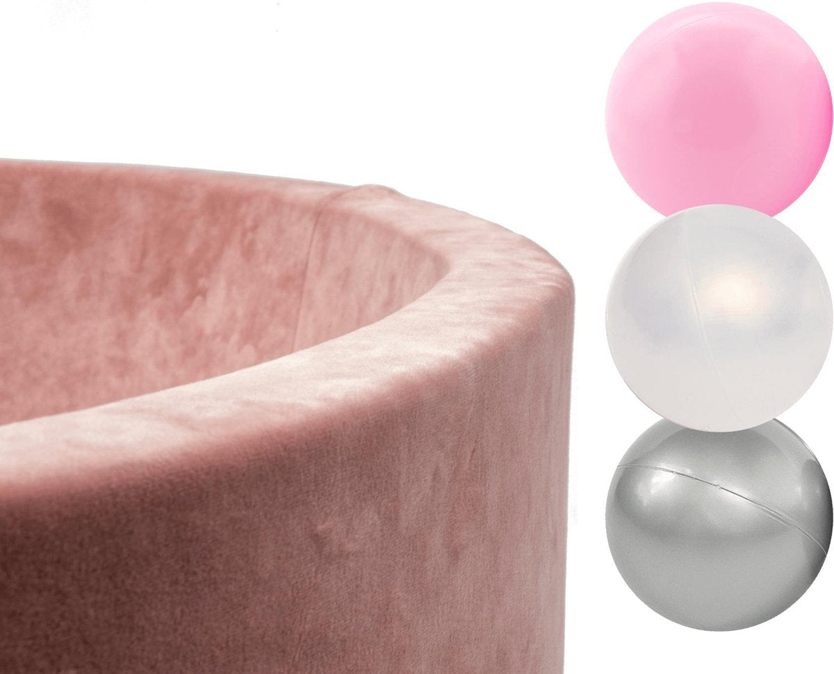 Ballenbak Velvet set met 150 ballen - Roze