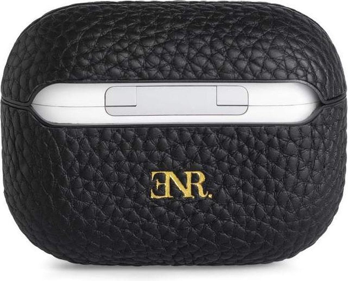 AirPods Pro Hoesje Black Out - Zwart Leer - Airpods hoesje - Airpods case