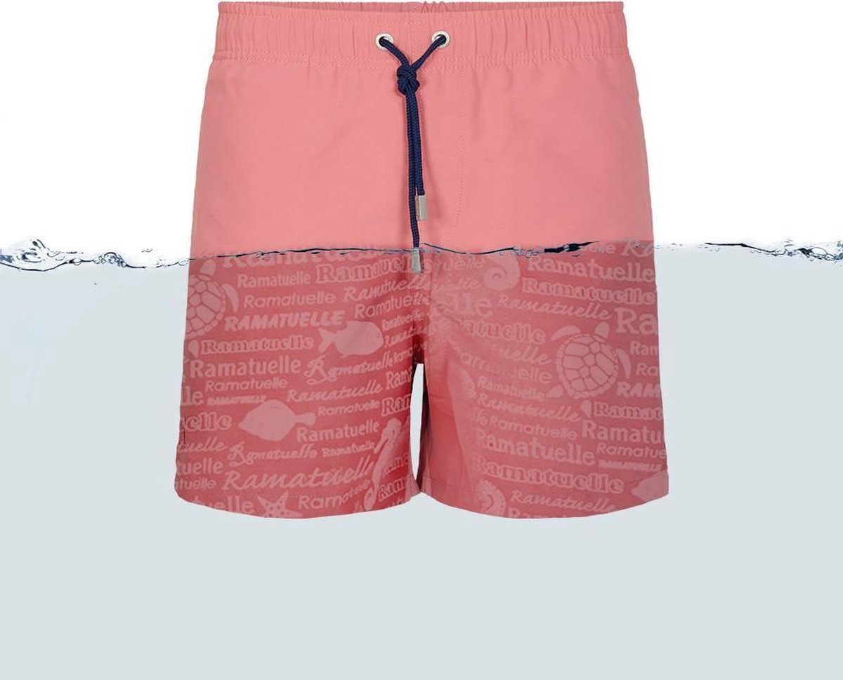 Ramatuelle Zwembroek Jongens - Magic print Zwembroek   - Print wordt zichtbaar zodra de stof nat wordt. - Maat 164 - Kleur  Rood / Red