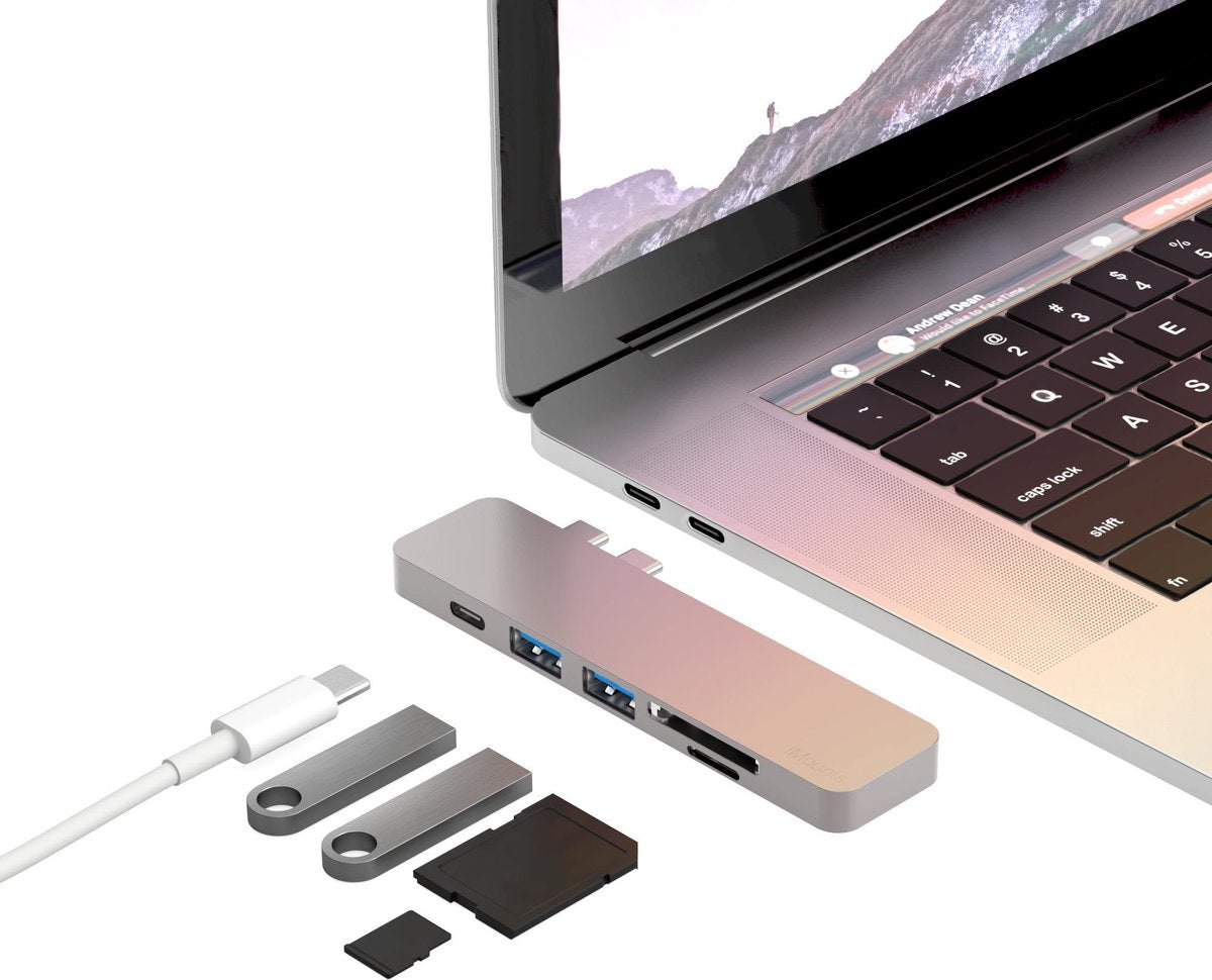 iMounts Macbook USB-C hub - USB - SD - Silver 2021