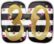 SuperShape Holographic Pink & Gold Milestone 30 Foil Balloon