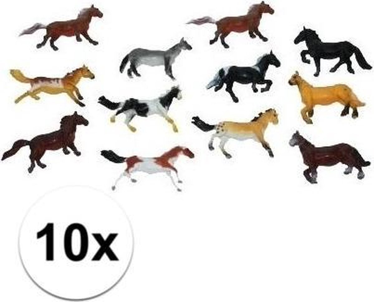 Setje van 10x stuks plastic paardjes van 6 cm