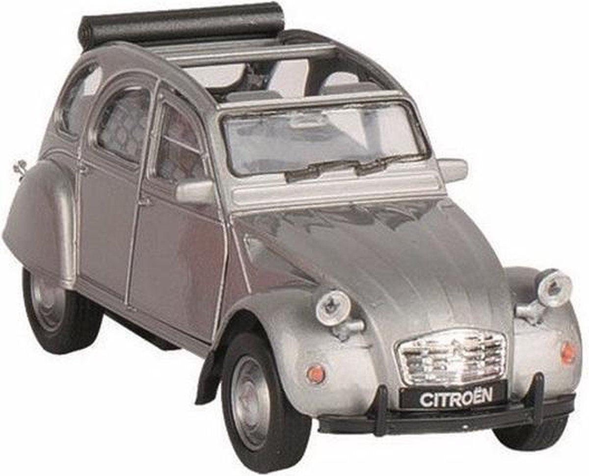 Speelgoed modelauto Citroen 2CV zilver open 1:36