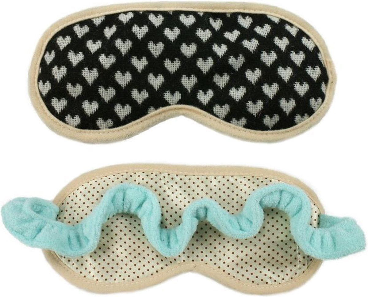 OBBOmed - Slaapmasker - met velours band - en uitneembare koelgel - sluit elke lichtval af - voorkomt hoofdpijn - en vermoeidheid aan de ogen - Hartjes motief - ME 1110B