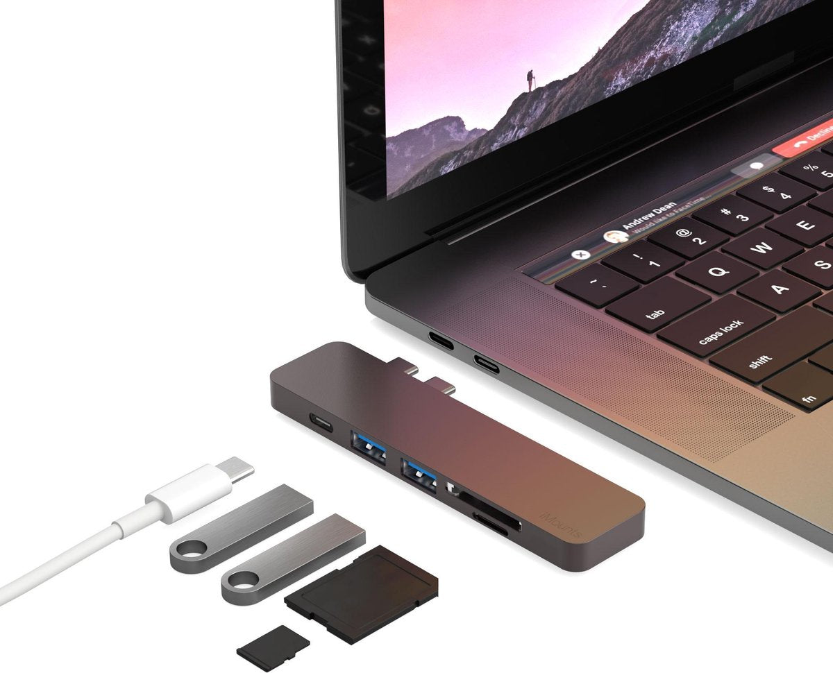iMounts Macbook USB-C hub - USB - SD - Space Gray 2021