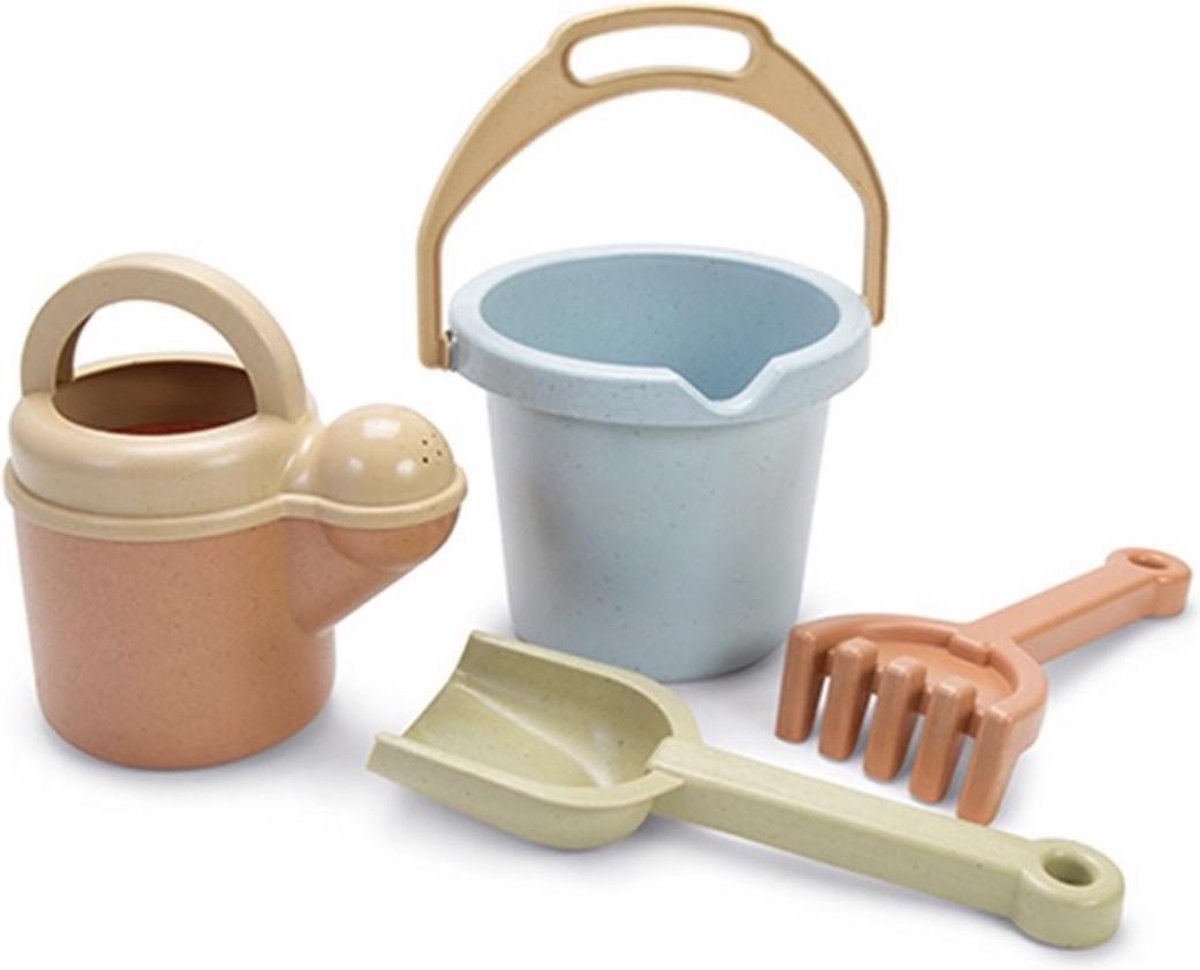 Dantoy 4-delige BIO zand & water set - BIO sand & water set gift box - 4 stuks - emmertje - gietertje - schepje - harkje - biologisch - speelgoed - spelen - strand - beach - vakantie - zand - water - kids - kinderen - beachset - strandset