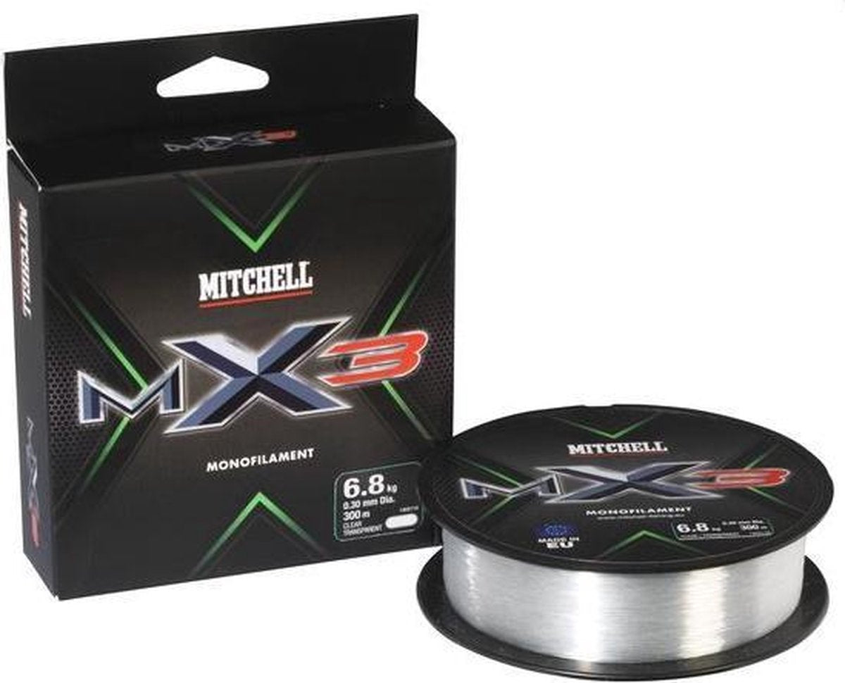 Vislijn nylon - Transparant/ wit - 0.20 mm - 150 meter - MX3 Mitchell