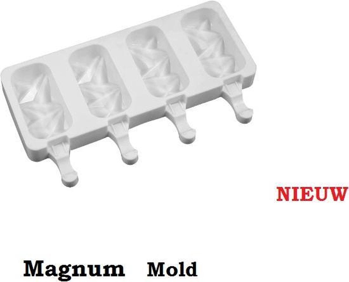 Shock Magnum Siliconen Bakvorm - Magnums Maker - Ijs Maker  - Shock mold -  Chocoladevorm - Bakvormen - Siliconen mal - Kleur Wit