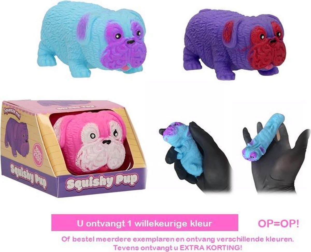 Squishy uittrekbaar mopshondje - Leuke Fidget Toy - 1 exemplaar - 8 cm groot
