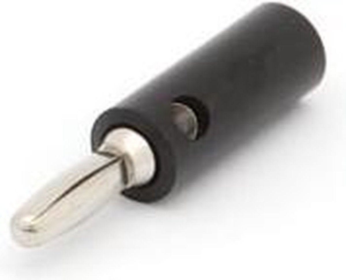 BANAANPLUG MET SCHROEFAANSLUITING EN DWARSGAT - ZWART (CM2B)