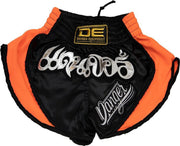 Kickboksbroekje voor kinderen Danger | satijn | zwart-oranje - Product Kleur: Zwart / Oranje / Product Maat: K4 of S (10-12 jaar)