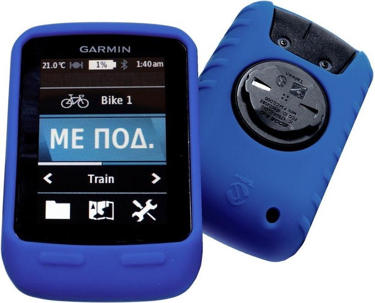 Tuff-Luv Silicone Gel bescherm hoes voor Garmin Edge touring /  Edge touring Plus en screen protector- Blauw